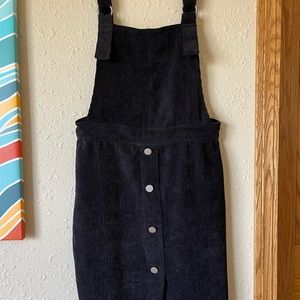 Cute Velvet Overall Dress in Black